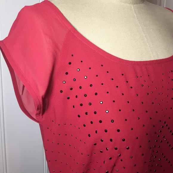 DKNY Red Studded Top - Picture 3 of 5